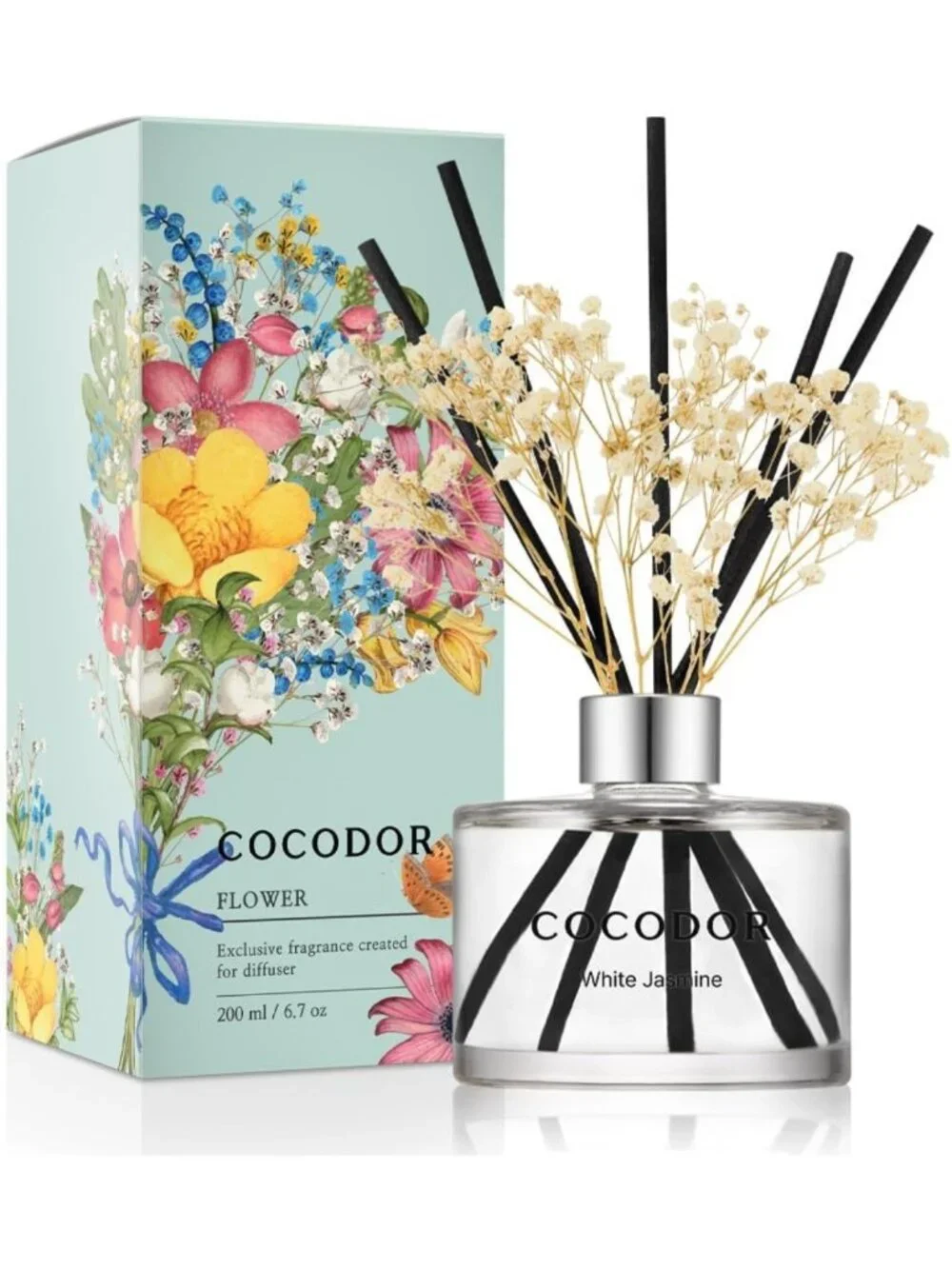 White Jasmine Reed Diffuser Set - 6.7oz Home Fragrance & Shelf Decor